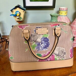Kate Spade Tan and Pink Satchel with Floral Design